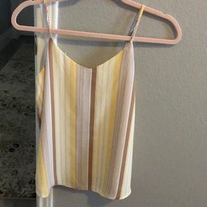 NWOT Light yellow & white striped tank